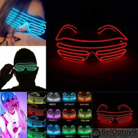 Светодиодные очки EL Wire для вечеринок с подсветкой (три режима подсветки) Красные