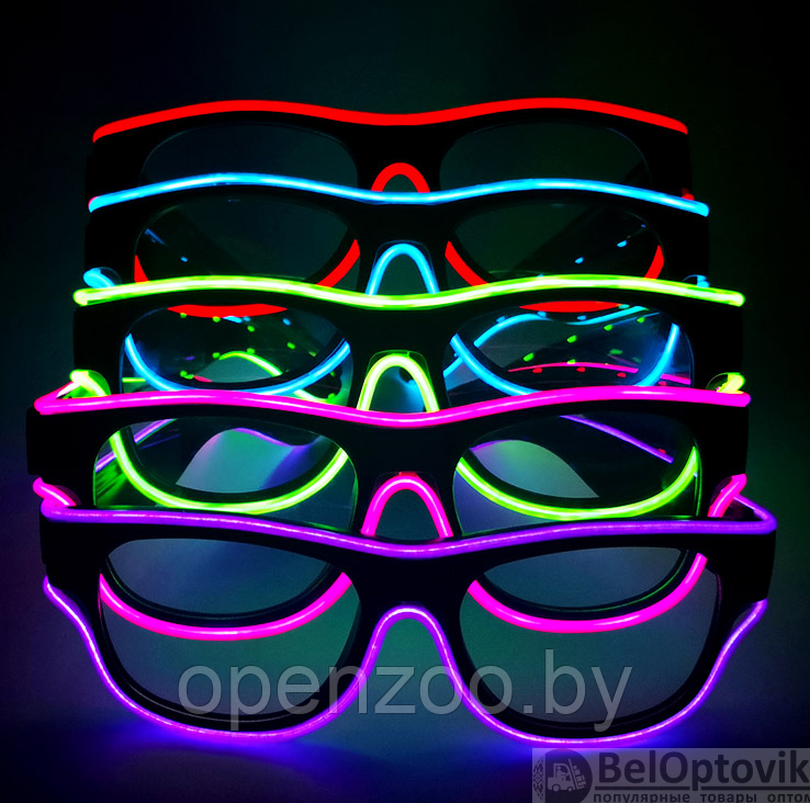 Очки для вечеринок с подсветкой PATYBOOM (три режима подсветки) Красные - фото 3 - id-p170173408