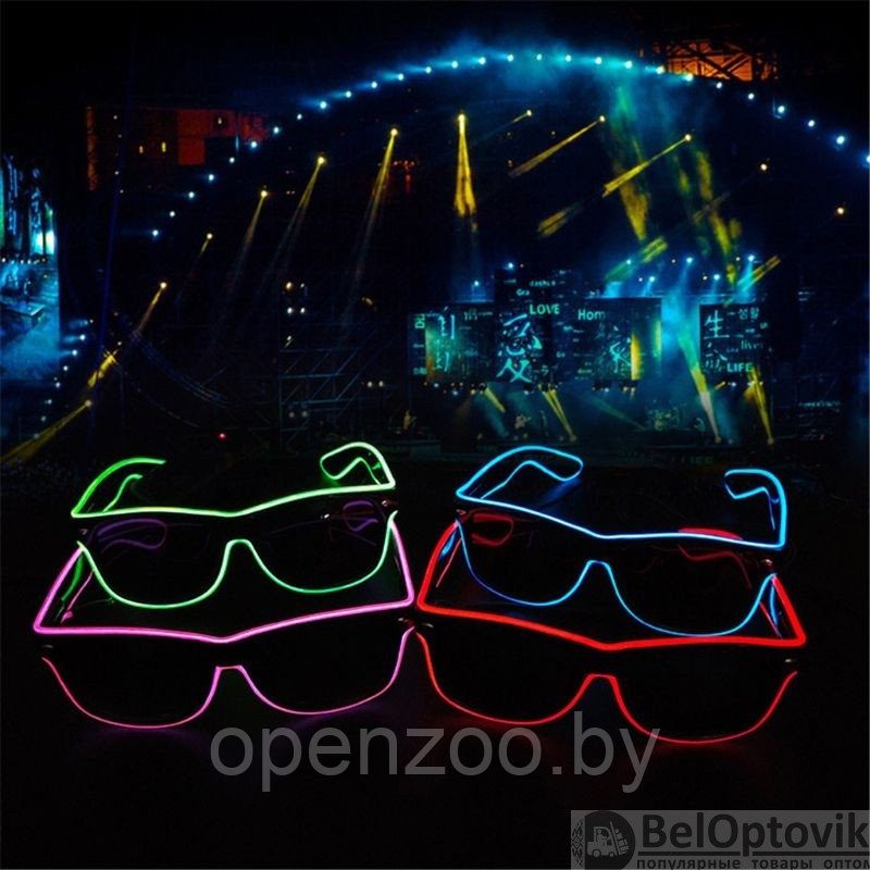 Очки для вечеринок с подсветкой PATYBOOM (три режима подсветки) Красные - фото 7 - id-p170173408