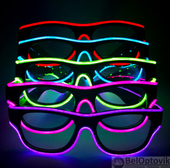 Очки для вечеринок с подсветкой PATYBOOM (три режима подсветки) Фиолетовые