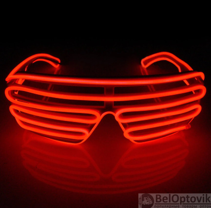 Светодиодные очки EL Wire для вечеринок с подсветкой (три режима подсветки) Оранжевые - фото 6 - id-p170174447