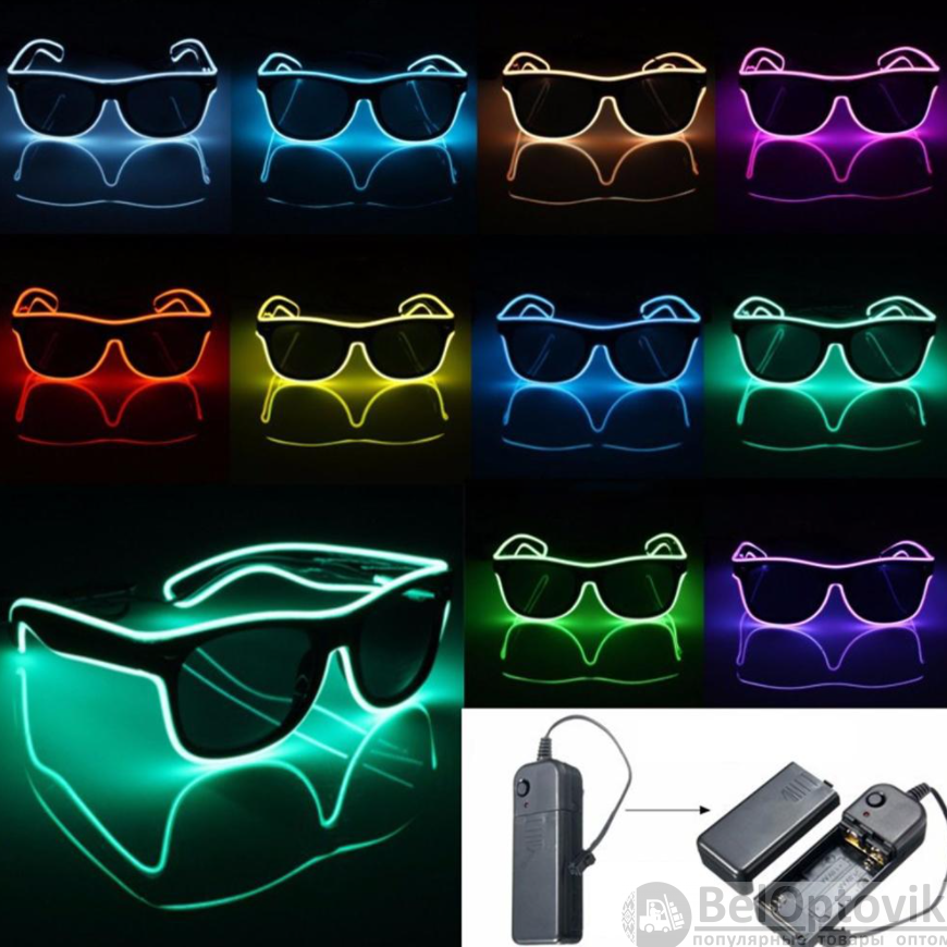 Очки для вечеринок с подсветкой PATYBOOM (три режима подсветки) Фиолетовые - фото 2 - id-p170174579