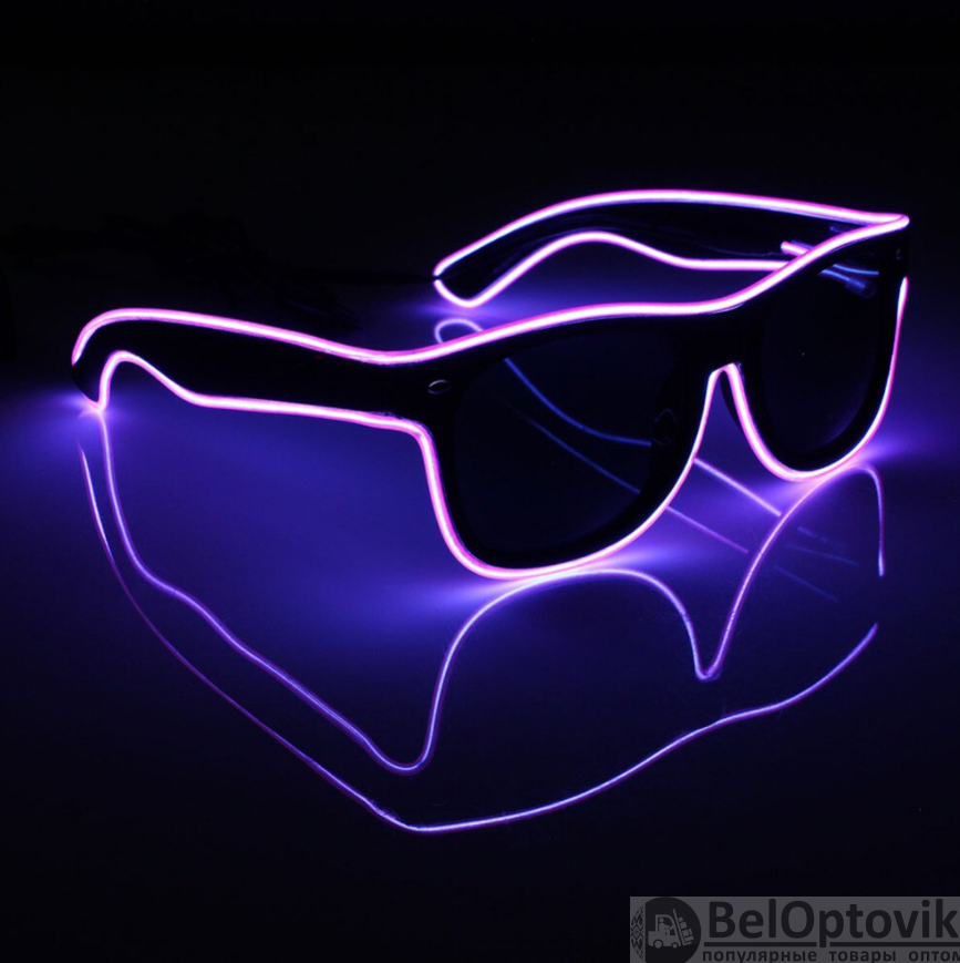Очки для вечеринок с подсветкой PATYBOOM (три режима подсветки) Фиолетовые - фото 4 - id-p170174579