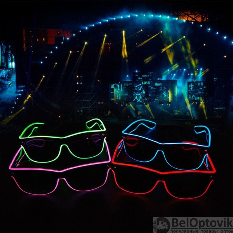 Очки для вечеринок с подсветкой PATYBOOM (три режима подсветки) Фиолетовые - фото 7 - id-p170174579