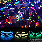 Светодиодные очки EL Wire для вечеринок с подсветкой (три режима подсветки) Розовые, фото 8
