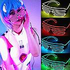 Светодиодные очки EL Wire для вечеринок с подсветкой (три режима подсветки) Белые, фото 2