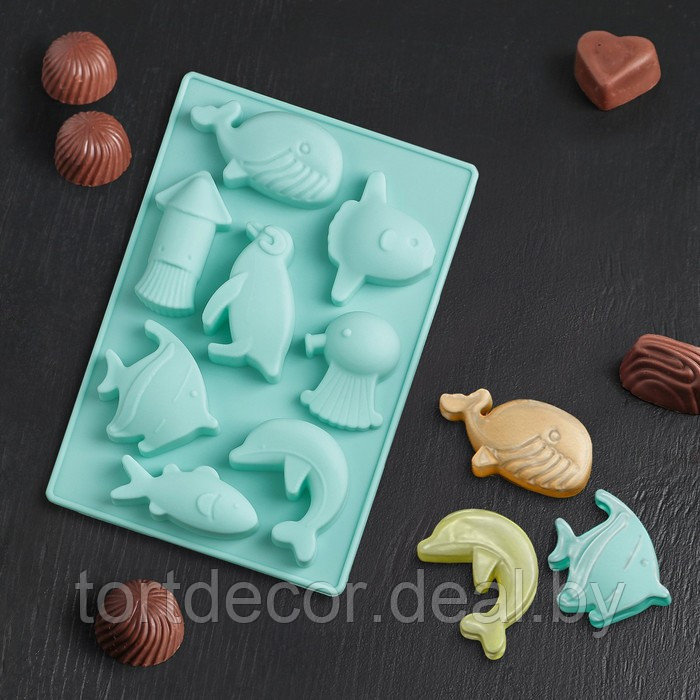Форма для льда и шоколада «Морская», 14×9,5×1,5 см, 8 ячеек, цвет МИКС - фото 1 - id-p170175466