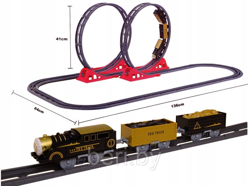 4119 Детская железная дорога, дорога-трек, работает от батареек, 47 деталей (свет и звук) - фото 4 - id-p170185428