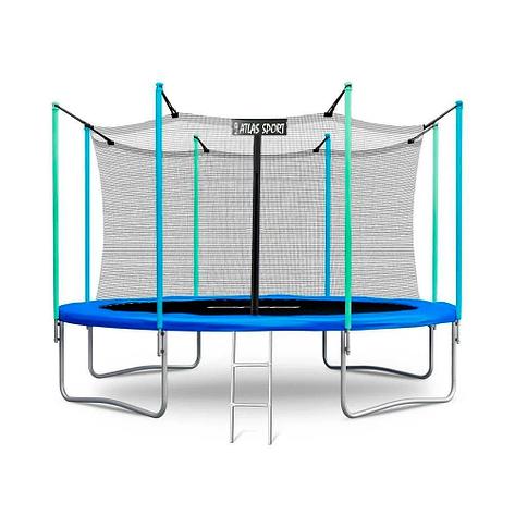 Батут Atlas Sport 374см с внутренней сеткой и лестницей (Синий), фото 2