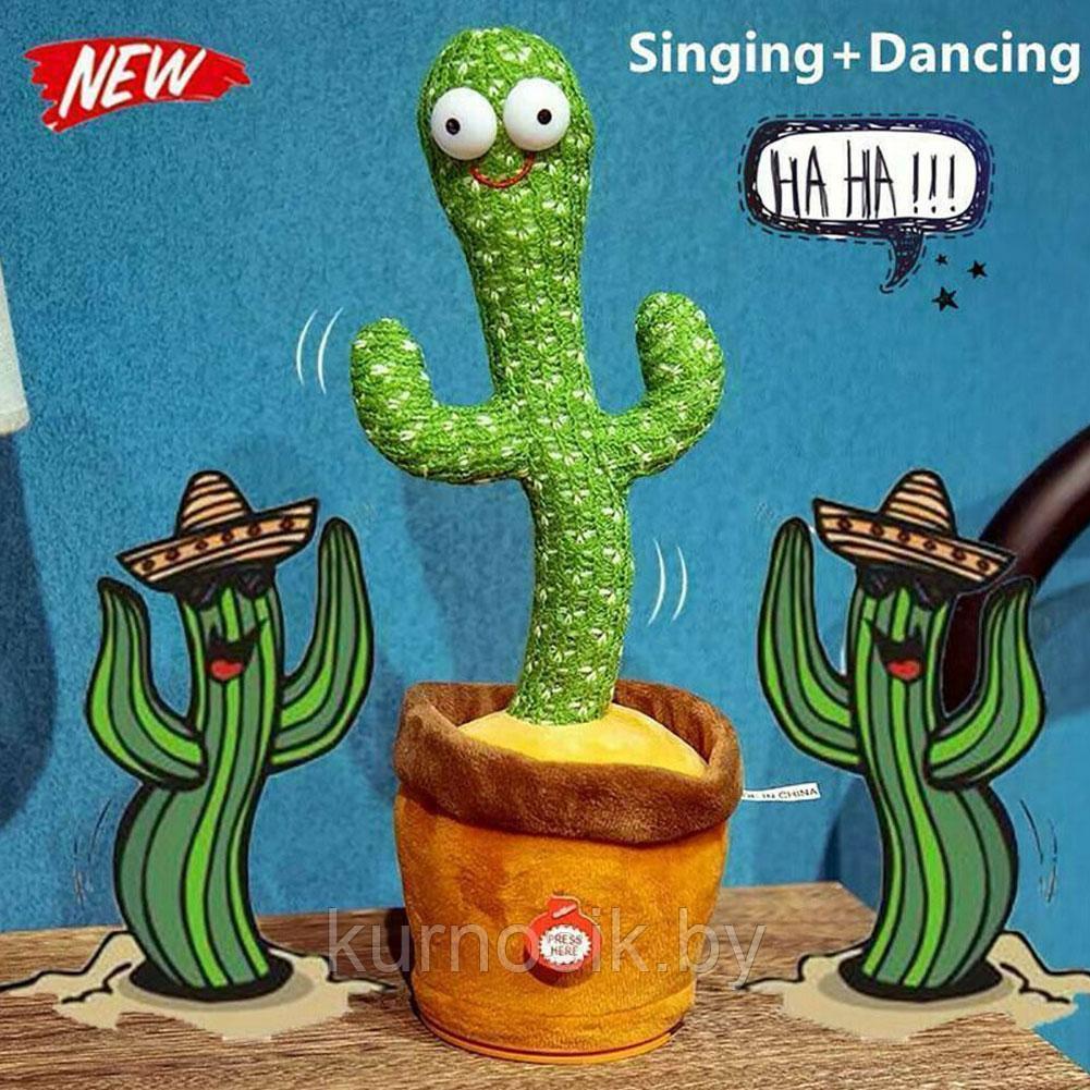 Танцующий кактус повторяшка музыкальная USB плюшевая говорящая и поющая игрушка - фото 5 - id-p170192619