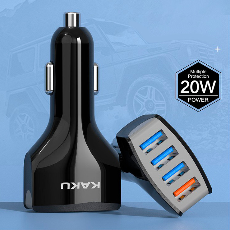 Автомобильное зарядное устройство 4 USB, зарядка в прикуриватель KAKU Fast charging 20W
