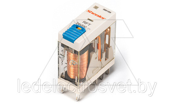 Реле RFT2CO024LT, 2CO, 8A(250VAC/30VDC), 24VDC, LED, мех. инд., тест-кнопка - фото 1 - id-p170073186