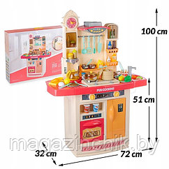 Детская игровая кухня 100 см с водой, паром, светом и звуком 998B, 56 предметов