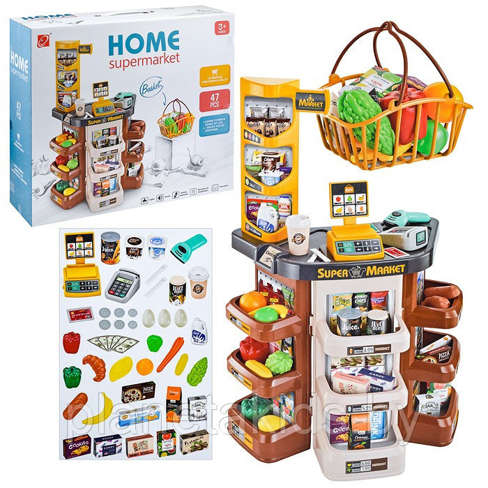 Игровой набор "Супермаркет" со сканером, кассой, корзинкой, 47 предметов, арт. 668-87 - фото 1 - id-p170201947