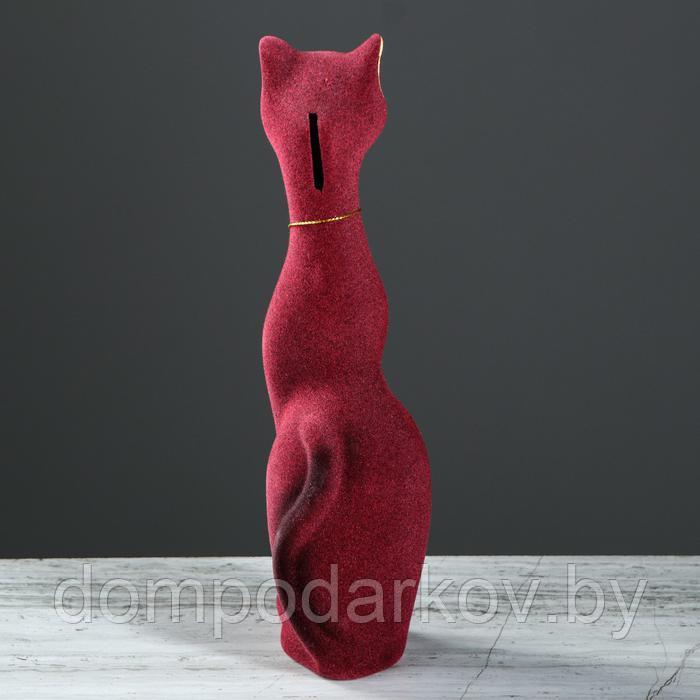 Копилка "Кошка Мурка", покрытие флок, бордовая, 28 см - фото 4 - id-p170201969