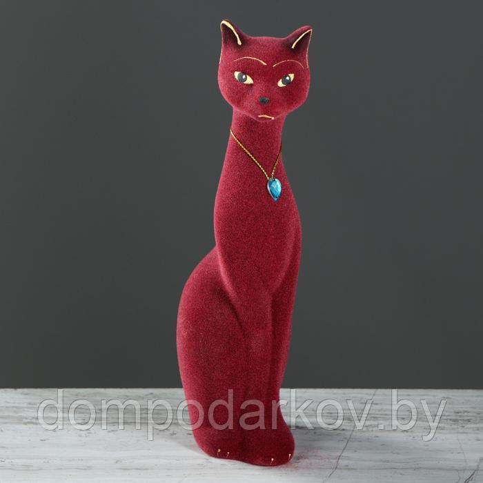 Копилка "Кошка Мурка", покрытие флок, бордовая, 28 см