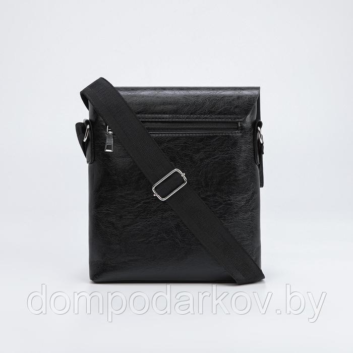 Планшет мужской, отдел на молнии, наружный карман, длинный ремень, цвет чёрный - фото 2 - id-p170203334