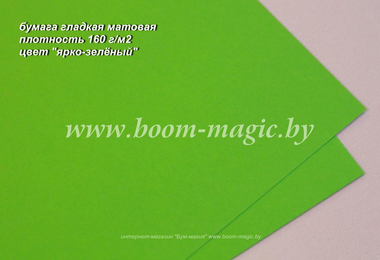 36-014 бумага матовая гладкая цвет "ярко-зелёный", плотность 160 г/м2, формат А4 - фото 1 - id-p170203808