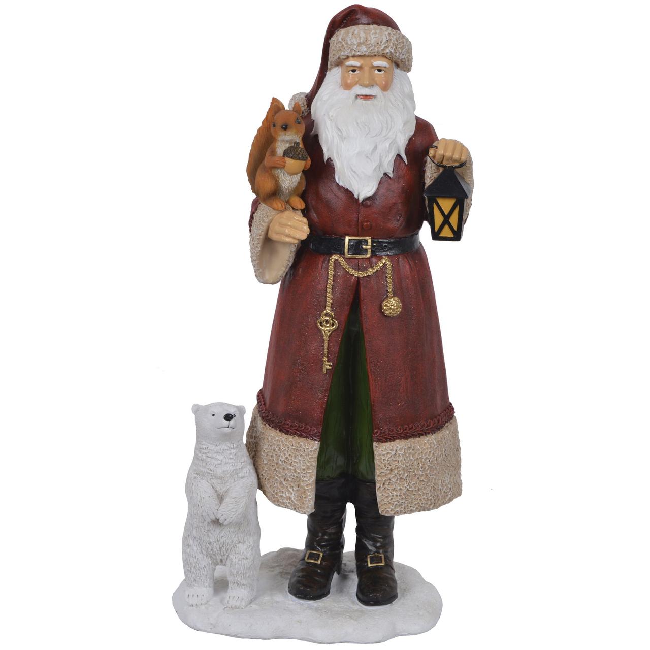 Новогодняя статуэтка "Дед Мороз с белочкой и мишкой" 14,8x11x31,5 см 4288