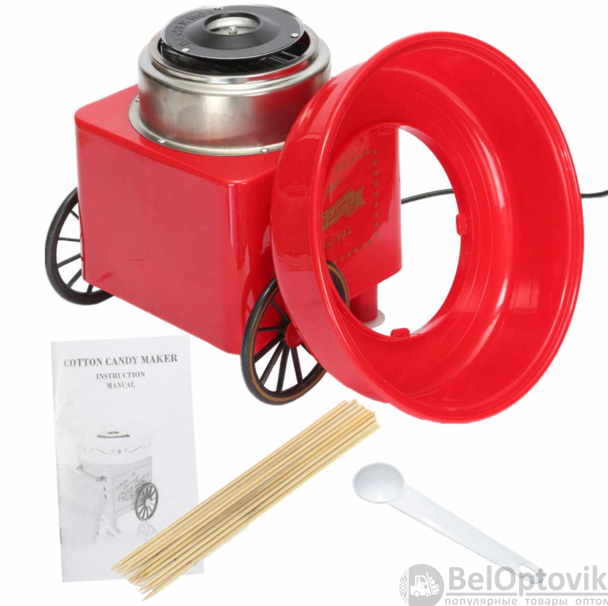 Аппарат для приготовления сладкой сахарной ваты RETRO Cotton Candy CARNIVAL, 500 W Красная - фото 8 - id-p158351012