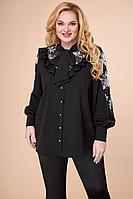 Женская осенняя кружевная черная нарядная большого размера блуза Svetlana-Style 1714 черный 52р.