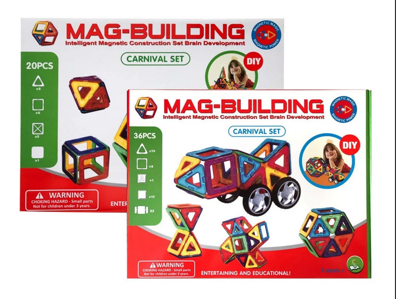 Детский магнитный объемный конструктор Mag-Building 36 деталей маг билдинг для детей геометрические фигуры - фото 4 - id-p170214451
