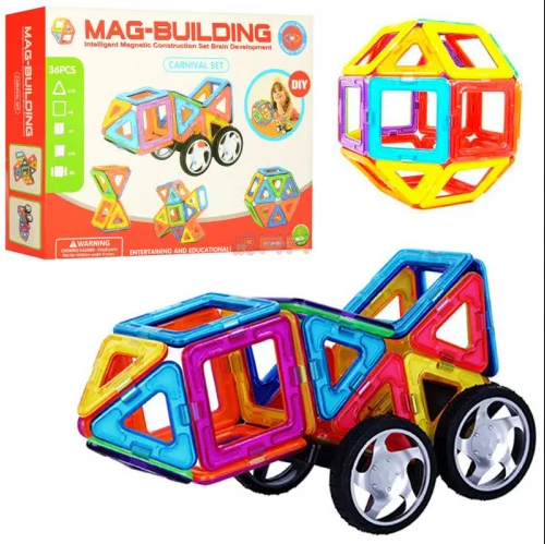Детский магнитный объемный конструктор Mag-Building 36 деталей маг билдинг для детей геометрические фигуры - фото 2 - id-p170214451