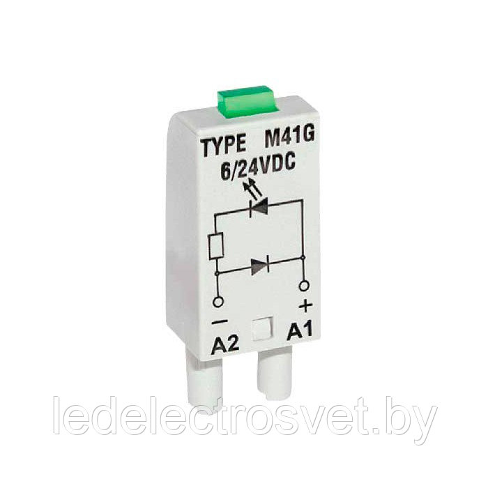 Модуль LD M41G, зеленый LED+диод, поляризация +А1/-А2, 6_24VDC, серый, для GZT, GZM, GZS, GZMB, ES32