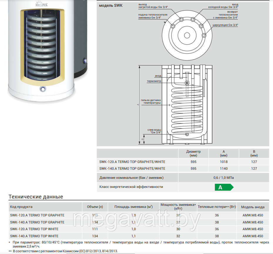 Бойлер косвенного нагрева KOSPEL SWK Termo Top 120 - фото 2 - id-p170230842
