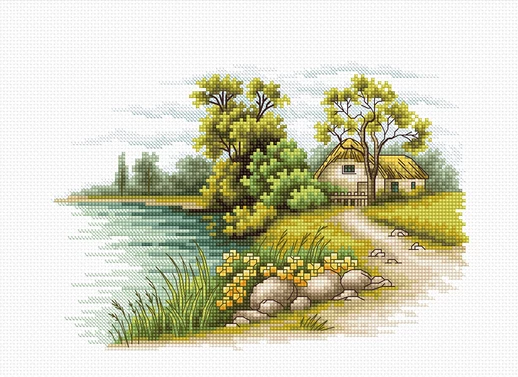 Набор для вышивания крестом «Пейзаж с озером»