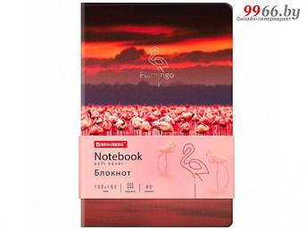 Блокнот скетчбук планер ежедневник в клетку для записей Brauberg Vista Flamingo A6 80 листов 112099