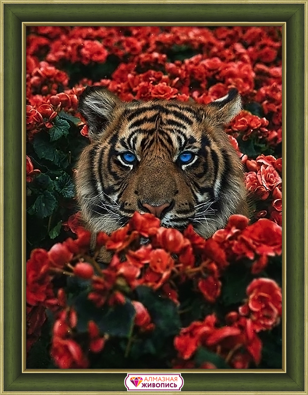 Картина стразами "Тигр в цветах" - фото 1 - id-p170267868