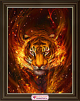 Картина стразами "Тигр в пламени"