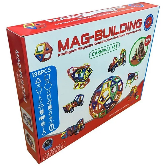 Детский магнитный объемный конструктор Mag-Building 138 деталей маг билдинг для детей геометрические фигуры - фото 2 - id-p170272483