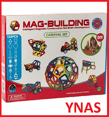Детский магнитный объемный конструктор  Mag-Building 138 деталей маг билдинг для детей геометрические фигуры