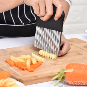 Фигурный кухонный нож Wave Knife для волнистой нарезки сыра, фруктов, овощей Серый - фото 1 - id-p166898053