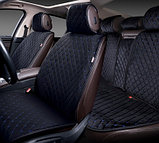 Накидки "ALCANTRA LUXE" для автомобильных сидений на весь салон [Цвет черный с синей прострочкой] [PREMIER], фото 4