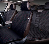 Накидки "ALCANTRA LUXE" для автомобильных сидений на весь салон [Цвет черный с синей прострочкой] [PREMIER], фото 6