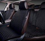 Накидки "ALCANTRA LUXE" для автомобильных сидений на весь салон [Цвет коричневый с золотой строчкой] [PREMIER], фото 5