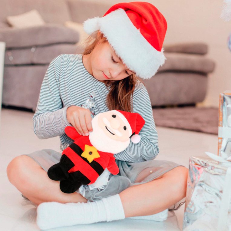 Мягкая игрушка детский ночник-проектор Санта Клаус