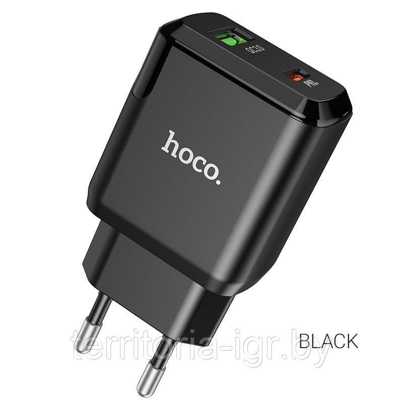 Сетевое зарядное устройство USB QC3.0 +PD20W Type-C 3A N5 Favor черный Hoco - фото 2 - id-p170313496