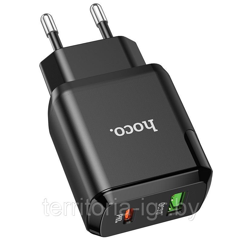 Сетевое зарядное устройство USB QC3.0 +PD20W Type-C 3A N5 Favor черный Hoco - фото 6 - id-p170313496