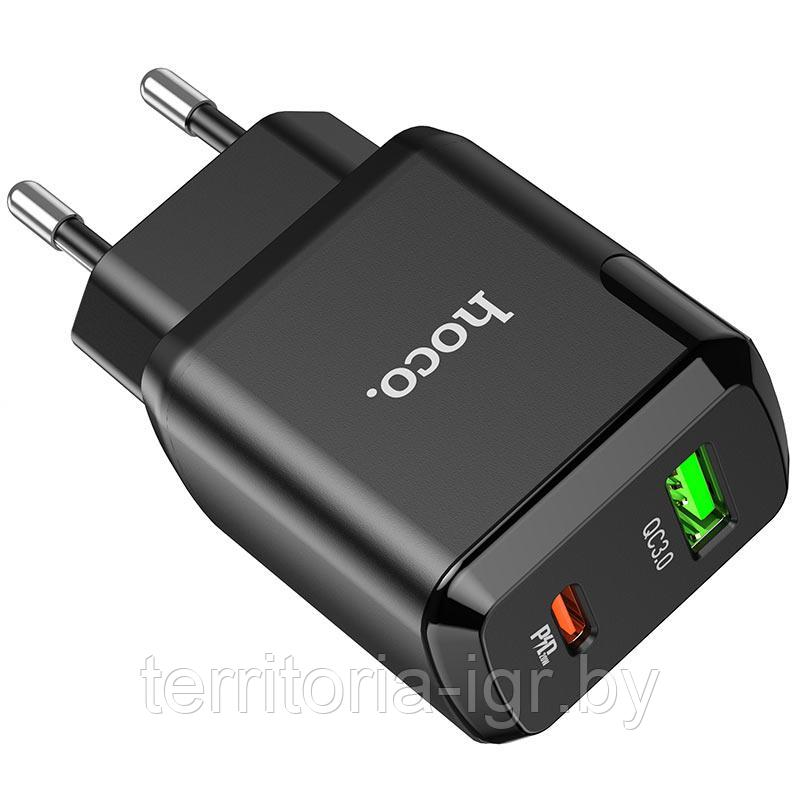 Сетевое зарядное устройство USB QC3.0 +PD20W Type-C 3A N5 Favor черный Hoco - фото 3 - id-p170313496