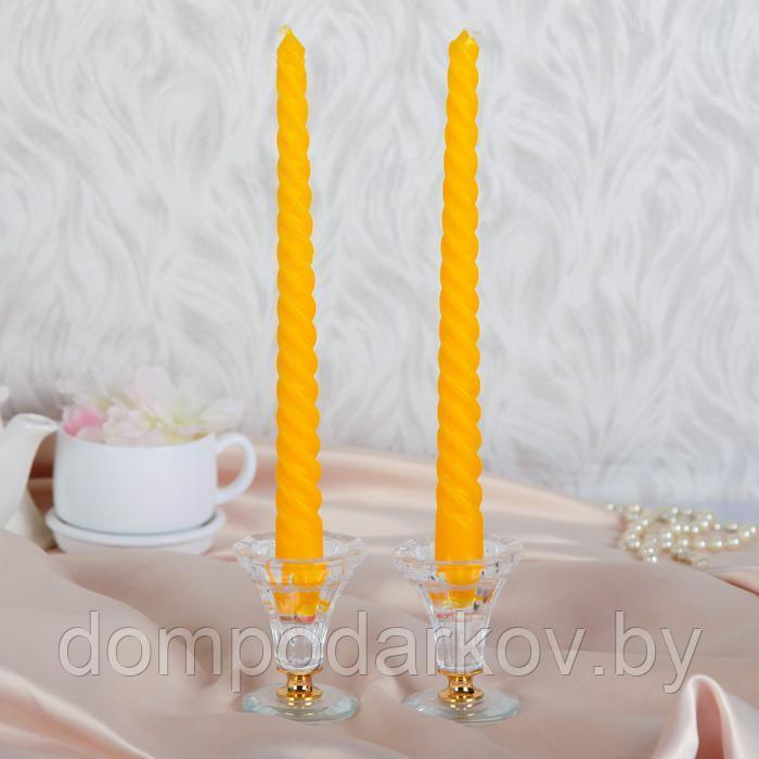 Набор свечей витых, 2,5х 25 см, 2 штуки, жёлтый, подвес - фото 1 - id-p170317243