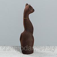 Копилка "Кошка Мурка", коричневая, покрытие флок, керамика, 28 см, фото 3