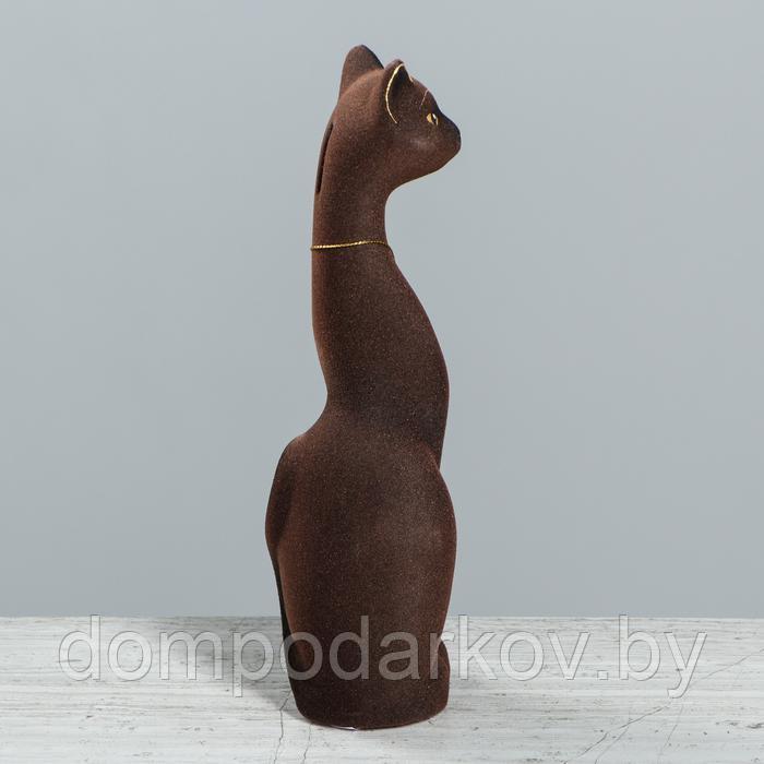 Копилка "Кошка Мурка", коричневая, покрытие флок, керамика, 28 см - фото 3 - id-p170318534