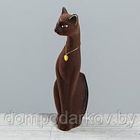 Копилка "Кошка Мурка", коричневая, покрытие флок, керамика, 28 см, фото 2