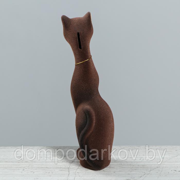 Копилка "Кошка Мурка", коричневая, покрытие флок, керамика, 28 см - фото 4 - id-p170318534