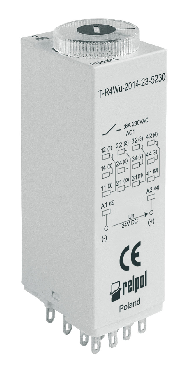 Реле времени T-R4Wu-2014-23-5230, 4CO, 6A(230VAC), 230VAC, 1s_100h, 1 функция (Wu), монтаж в цоколь GZM4, - фото 1 - id-p170271783