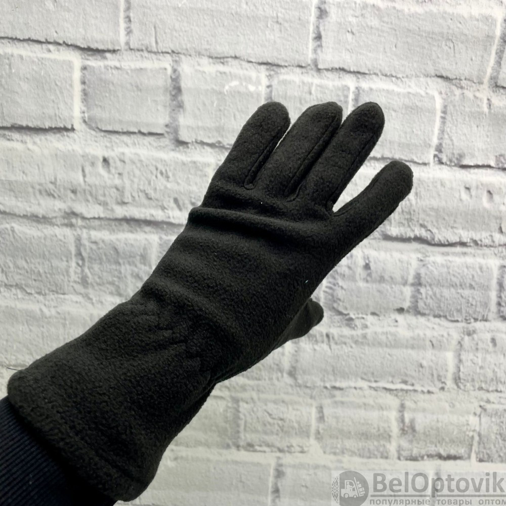 Перчатки флисовые черные Зимние для сенсорных экранов - фото 3 - id-p170322338